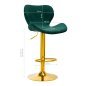 Professionele barstoel 4Rico QS-B15 in groen fluweel met verstelbare hoogte voor salon, praktijk en behandelruimte