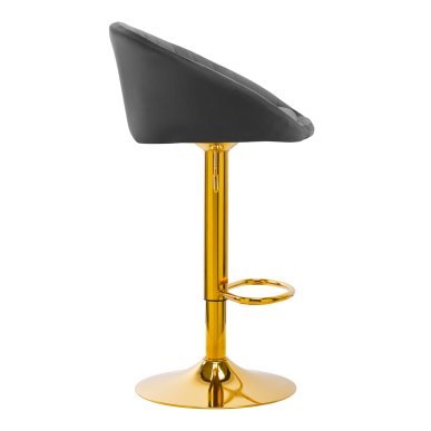 Barstoel van grijs fluweel 4RICO QS-B16G met verstelbare hoogte en ergonomische zitting voor professioneel salongebruik