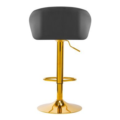 Barstoel van grijs fluweel 4RICO QS-B16G met verstelbare hoogte en ergonomische zitting voor professioneel salongebruik