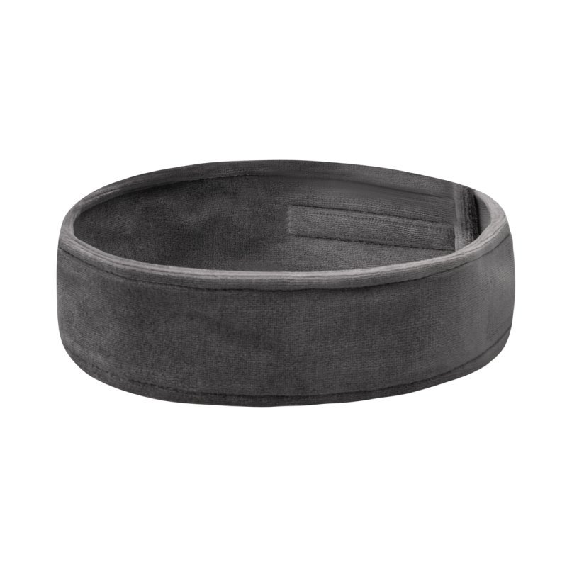 Cosmetische velours hoofdband grijs voor professioneel salonwerk, cosmetische behandelingen en hygiënische werkorganisatie