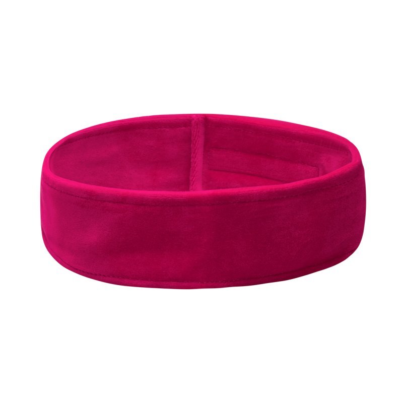 Cosmetische hoofdband van velours in fuchsia voor professioneel salonwerk en comfortabele hygiëne bij behandelingen Cosmetische hoofdband van velours in fuchsia voor professioneel salonwerk en comfortabele hygiëne bij behandelingen
