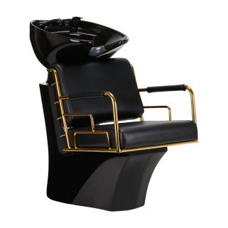 Kapperswasunit Gabbiano Prato zwart-goud voor professioneel salonmeubilair, comfort en ergonomische werkorganisatie