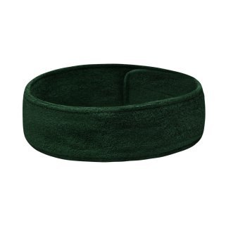 Badstof cosmetische hoofdband flessengroen voor professioneel salonwerk, hygiëne en comfortabel gebruik tijdens behandelingen