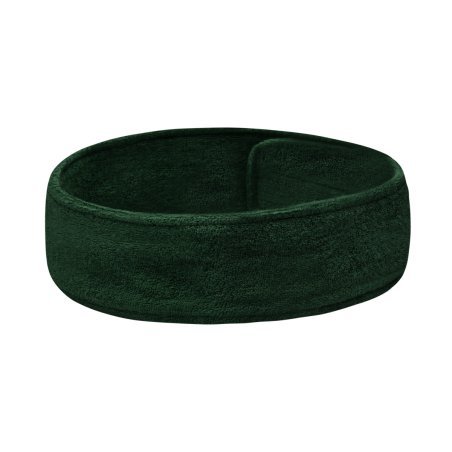 Badstof cosmetische hoofdband flessengroen voor professioneel salonwerk, hygiëne en comfortabel gebruik tijdens behandelingen