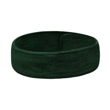 Badstof cosmetische hoofdband flessengroen voor professioneel salonwerk, hygiëne en comfortabel gebruik tijdens behandelingen