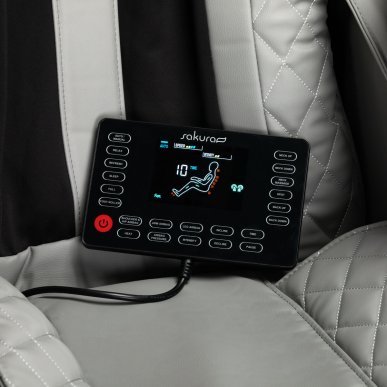 Massagestoel Sakura Standard 801 grijs voor salon en wellness met compressiemassage, Bluetooth en sfeerverlichting