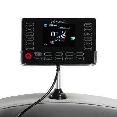 Massagestoel Sakura Standard 801 grijs voor salon en wellness met compressiemassage, Bluetooth en sfeerverlichting