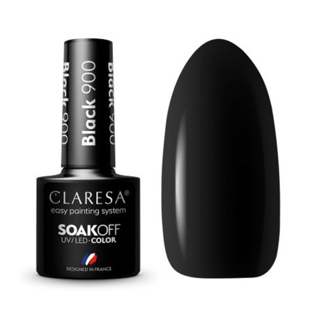 Professionele zwarte gellak Claresa 900 5 g voor hybride manicure, pedicure en nauwkeurige nagelstyling