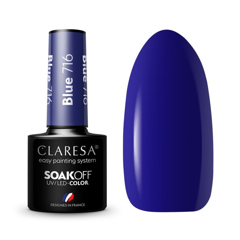 Gellak blauw 716 Claresa 5 g voor manicure en pedicure met intense glans, duurzaam effect en professionele salonstyling
