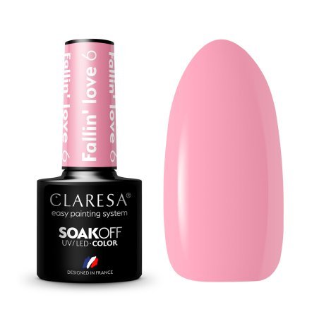 Gellak Claresa Fallin Love 6 voor manicure en pedicure, salonstyling en thuisgebruik met glans, tot 3 weken houdbaarheid, 5 g
