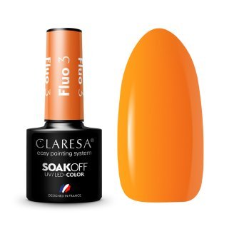 Gellak Fluo 3 Claresa 5 g voor manicure en pedicure met neon effect voor professionele nagelstyling in de salon