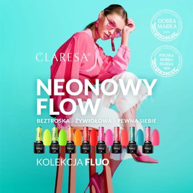Gellak Fluo 3 Claresa 5 g voor manicure en pedicure met neon effect voor professionele nagelstyling in de salon