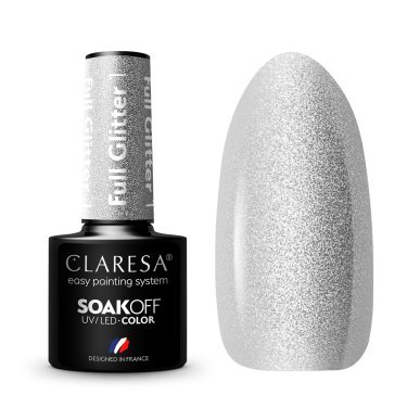 Gellak Full Glitter 1 Claresa 5 g voor glanzende manicure, pedicure en professionele nagelstyling met intens glittereffect