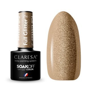 Gellak Full Glitter 2 Claresa 5 g met intense glitterglans voor professionele nagelstyling, salonmanicure en pedicure