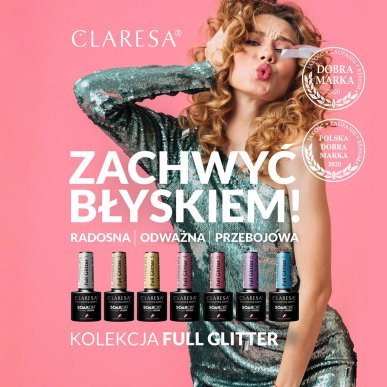 Gellak Full Glitter 6 van Claresa 5 g voor professionele manicure, pedicure en nagelstyling met intense glitterglans
