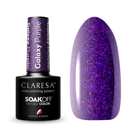 Gellak Galaxy Purple Claresa 5 g voor duurzame manicure, salonstyling en nail art met intense glans en opbouwbare dekking