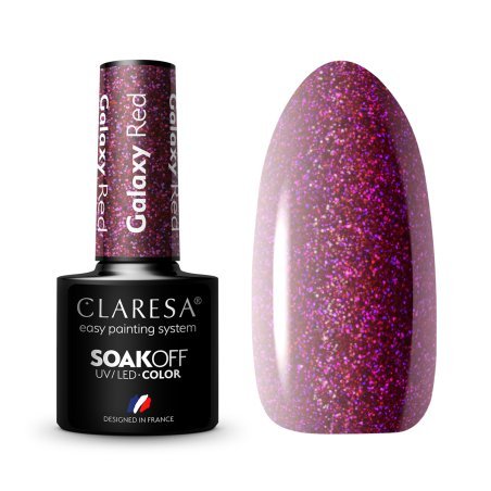 Gellak Galaxy Red Claresa 5 g voor manicure en pedicure met intense glans, duurzame kleur en professionele nagelstyling