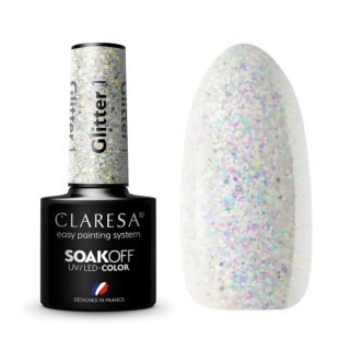 Gellak Glitter 1 Claresa 5 g voor manicure, pedicure en nagelstyling met glanseffect voor salons en thuisgebruik