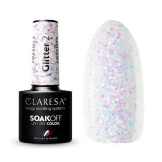 Gellak Glitter 2 Claresa 5 g voor manicure, pedicure en nail art met glans, langdurig effect en professionele applicatie