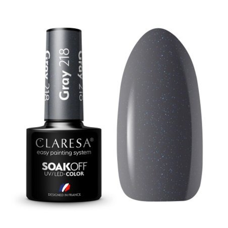 Gellak grijs 218 Claresa 5 g voor manicure, pedicure en professionele nagelstyling met glans en houdbaarheid tot 3 weken