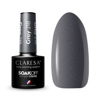 Gellak grijs 218 Claresa 5 g voor manicure, pedicure en professionele nagelstyling met glans en houdbaarheid tot 3 weken