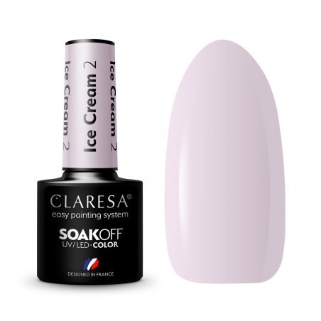 Gellak Ice Cream 2 van Claresa 5 g voor manicure en pedicure, glanzende salonstyling met langdurig kleurresultaat