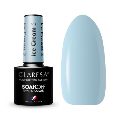 Gellak Claresa Ice Cream 3 5 g met intense glans voor manicure, pedicure en professionele nagelstyling in de salon
