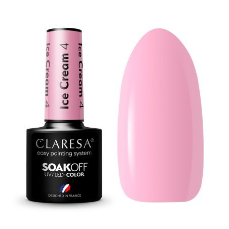 Gellak Claresa Ice Cream 4 5 g voor manicure, pedicure en nagelstyling met glans, 3 weken houdbaarheid en salonwerk