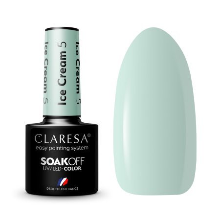 Gellak Ice Cream 5 van Claresa 5 g voor manicure en pedicure met intense glans, tot 3 weken houdbaarheid en professionele