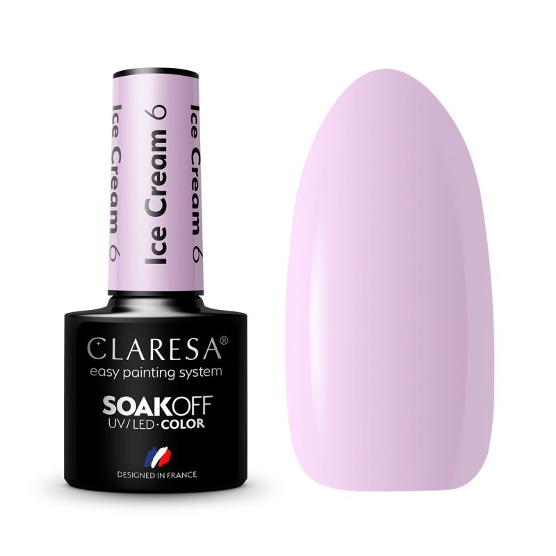 Gellak Claresa Ice Cream 6 5 g voor manicure, pedicure en nagelstyling met glans en houdbaarheid tot 3 weken