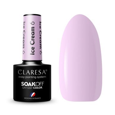 Gellak Claresa Ice Cream 6 5 g voor manicure, pedicure en nagelstyling met glans en houdbaarheid tot 3 weken
