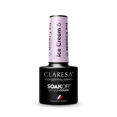 Gellak Claresa Ice Cream 6 5 g voor manicure, pedicure en nagelstyling met glans en houdbaarheid tot 3 weken